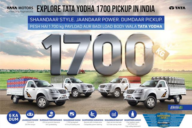 Tata Yodha 1700 Pickup With Highly Reliable TATA 2.2L BS6 DI Engine, Gradeability Of 34% And Ground Clearance Of 210 mm- Price, Spec And Images