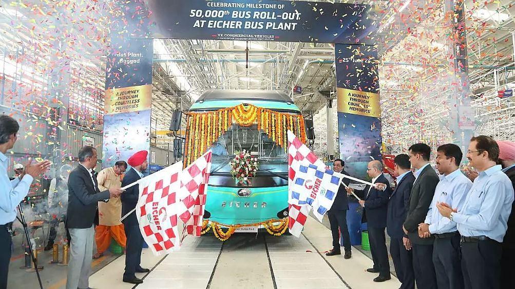 Eicher rolls out 50,000th fully built bus from factory plant at Madhya Pradesh